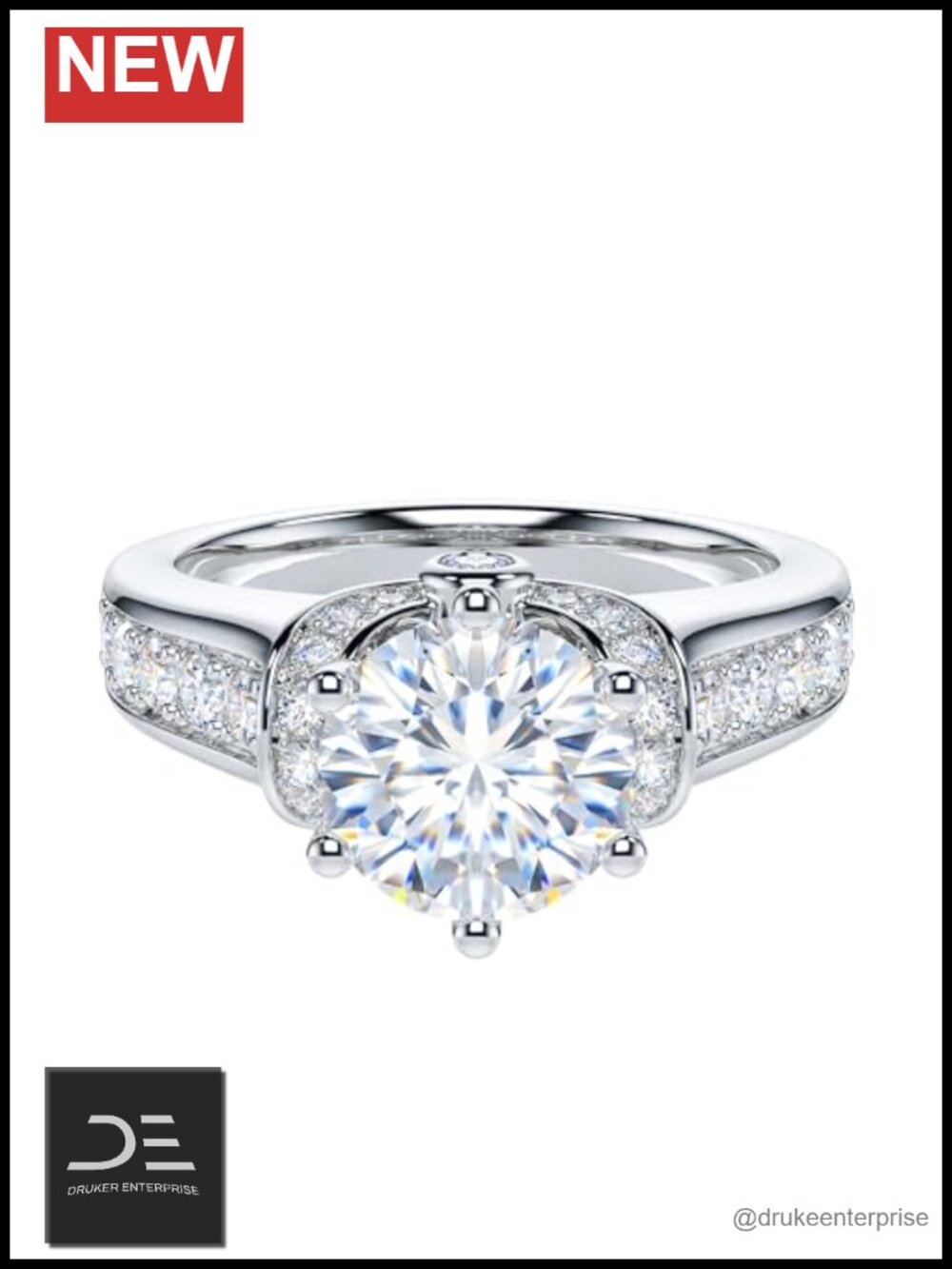 2CT Genuine Moissanite Simulated Diamond Sterling Silver Luxury Vintage Halo
